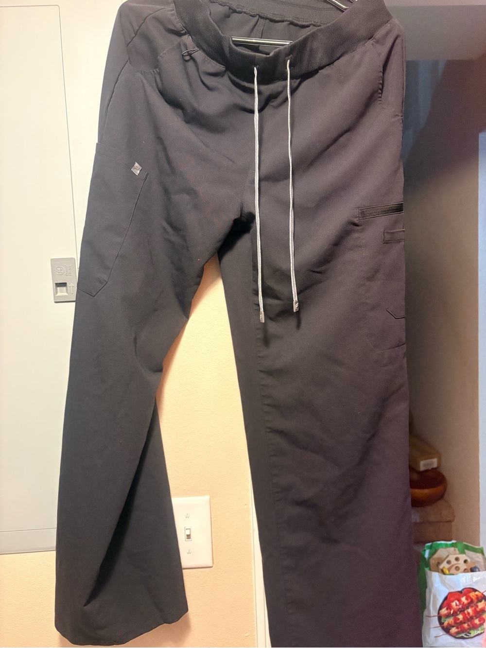 Fabletics Black Women's Scrub Set wide leg and one pocket top